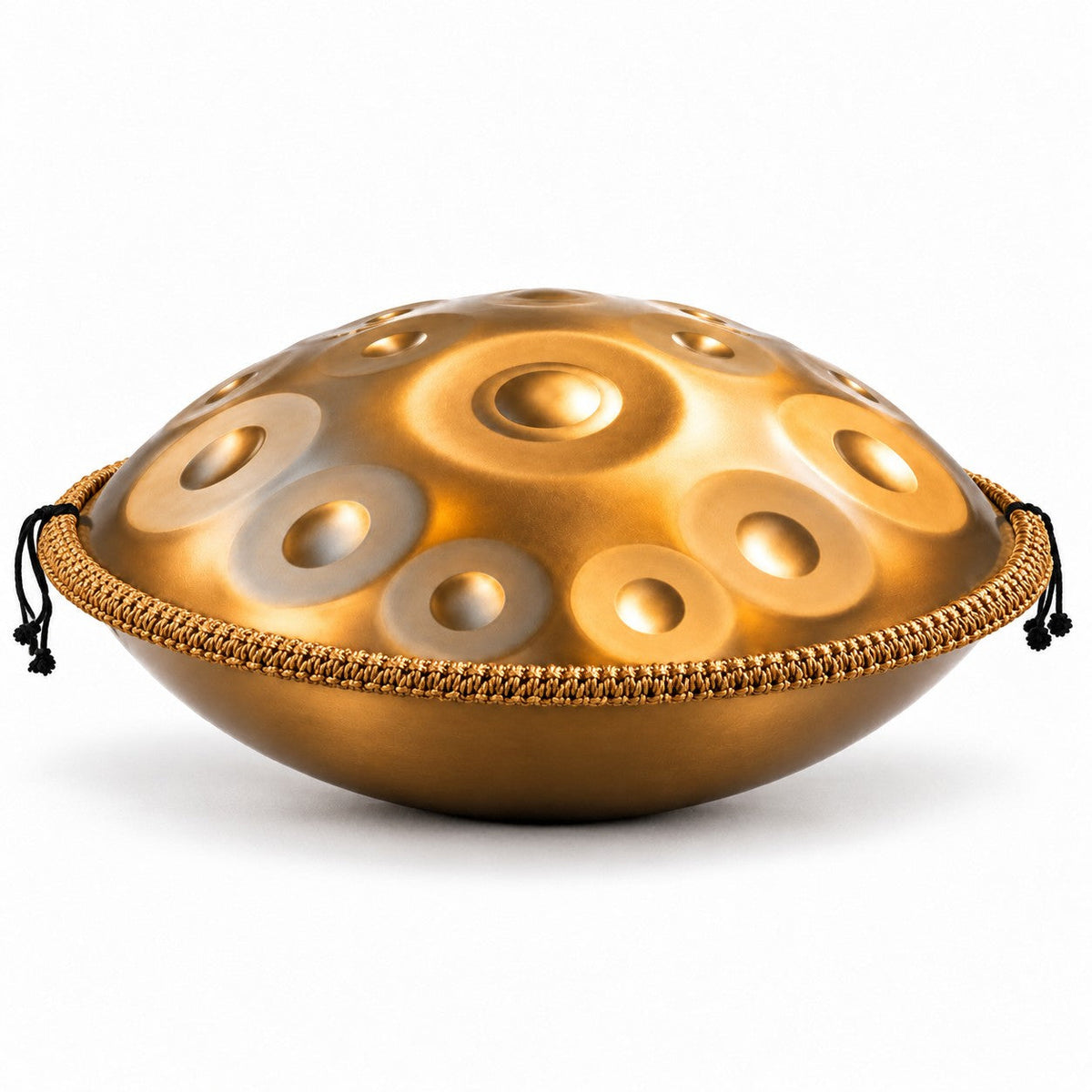 Handpan 17 Töne D-Moll Gold, Seitenansicht