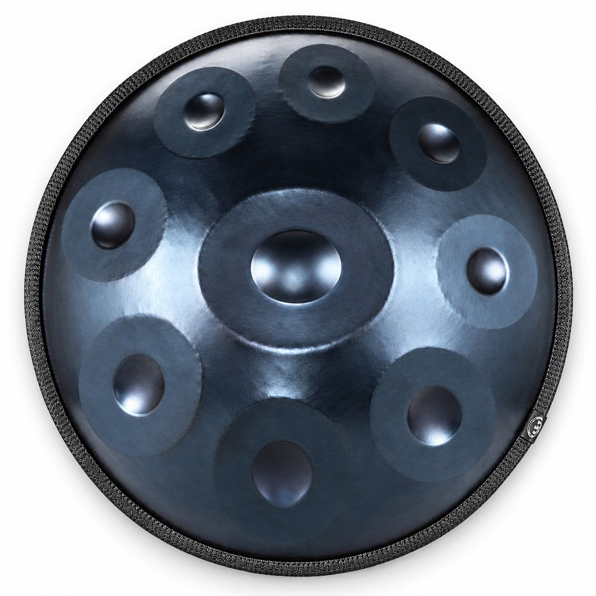 Handpan D-Moll Kurd in Blau, von oben