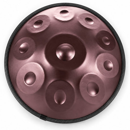 Handpan D-Moll Kurd in Mauve, von oben