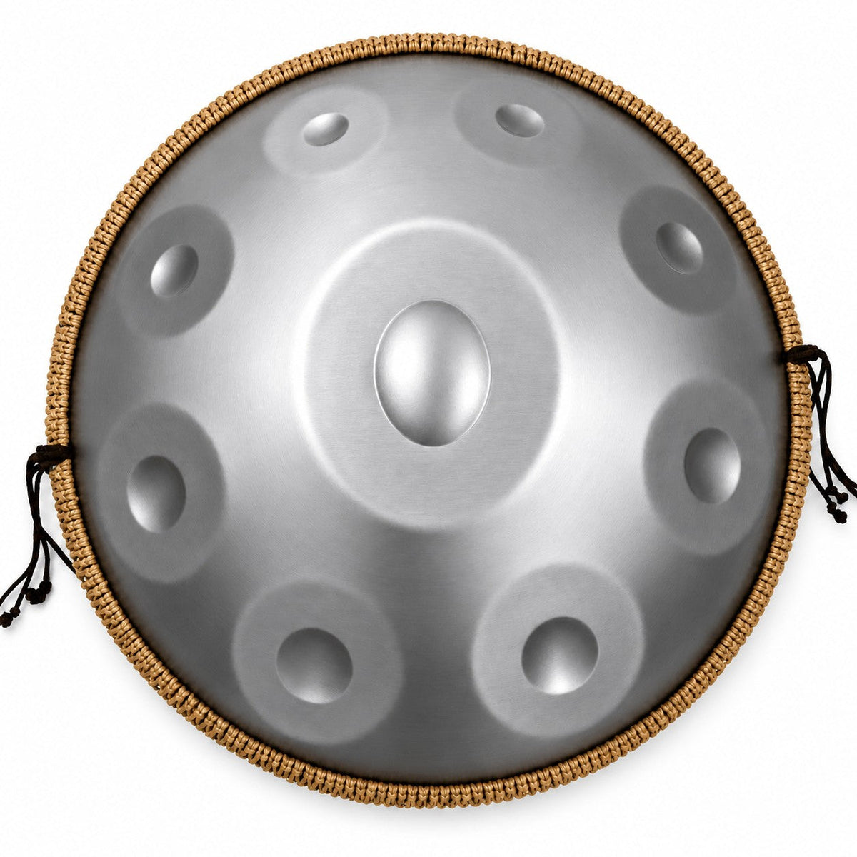 Handpan D-Moll Kurd in Silber, von oben