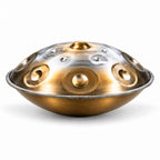 Handpan D-Moll Kurd Premium in Gold, Seitenansicht