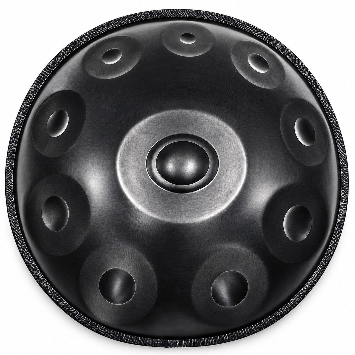 Handpan D-Moll Schwarz, von oben
