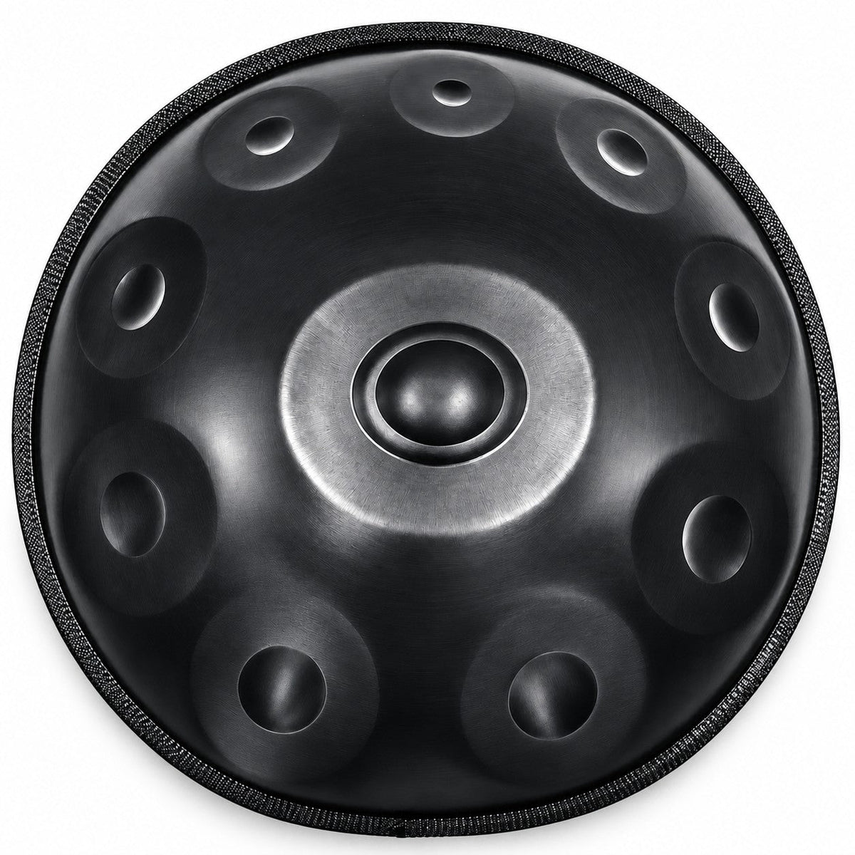 Handpan F-Dur in Schwarz, von oben
