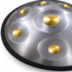 Handpan G-Moll 9 Töne in Silber, Detailansicht