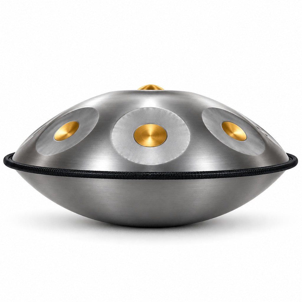 Handpan G-Moll 9 Töne in Silber, Seitenansicht