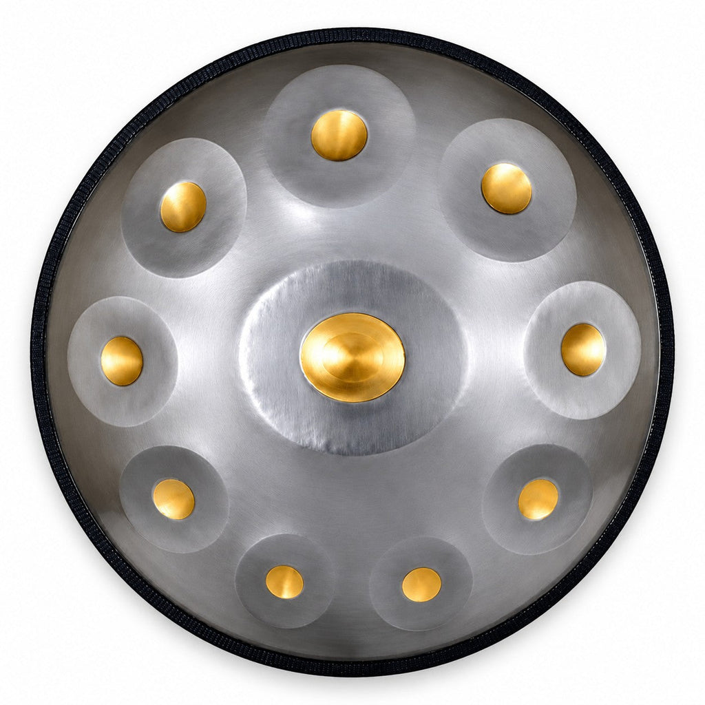 Handpan G-Moll 9 Töne in Silber, von oben