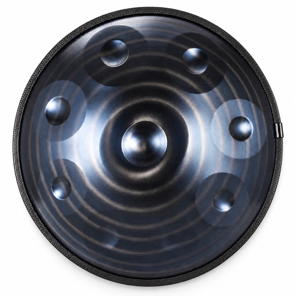 Handpan Heilige Spirale D-Moll Kurd in Blau, von oben