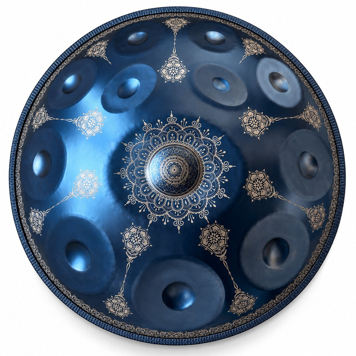 Handpan Mandala C-Dur in Blau, von oben