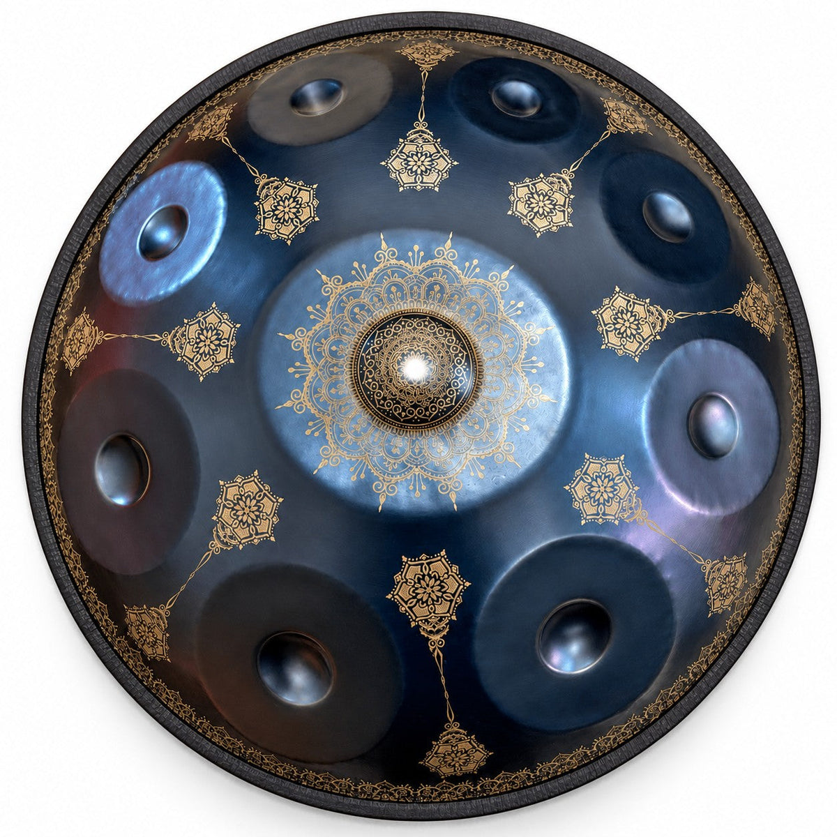 Handpan Mandala C-Dur in Schwarz, von oben