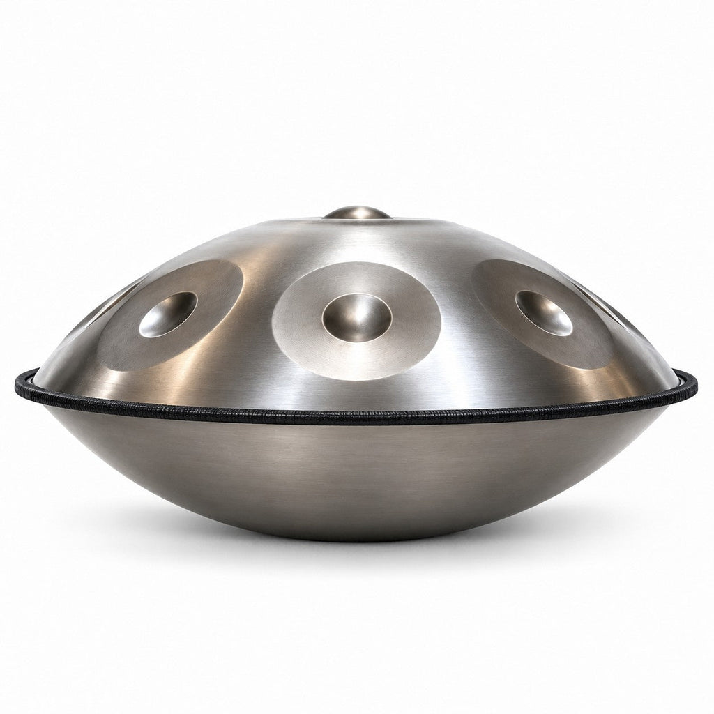Mini-Handpan G-Moll in Silber, Seitenansicht