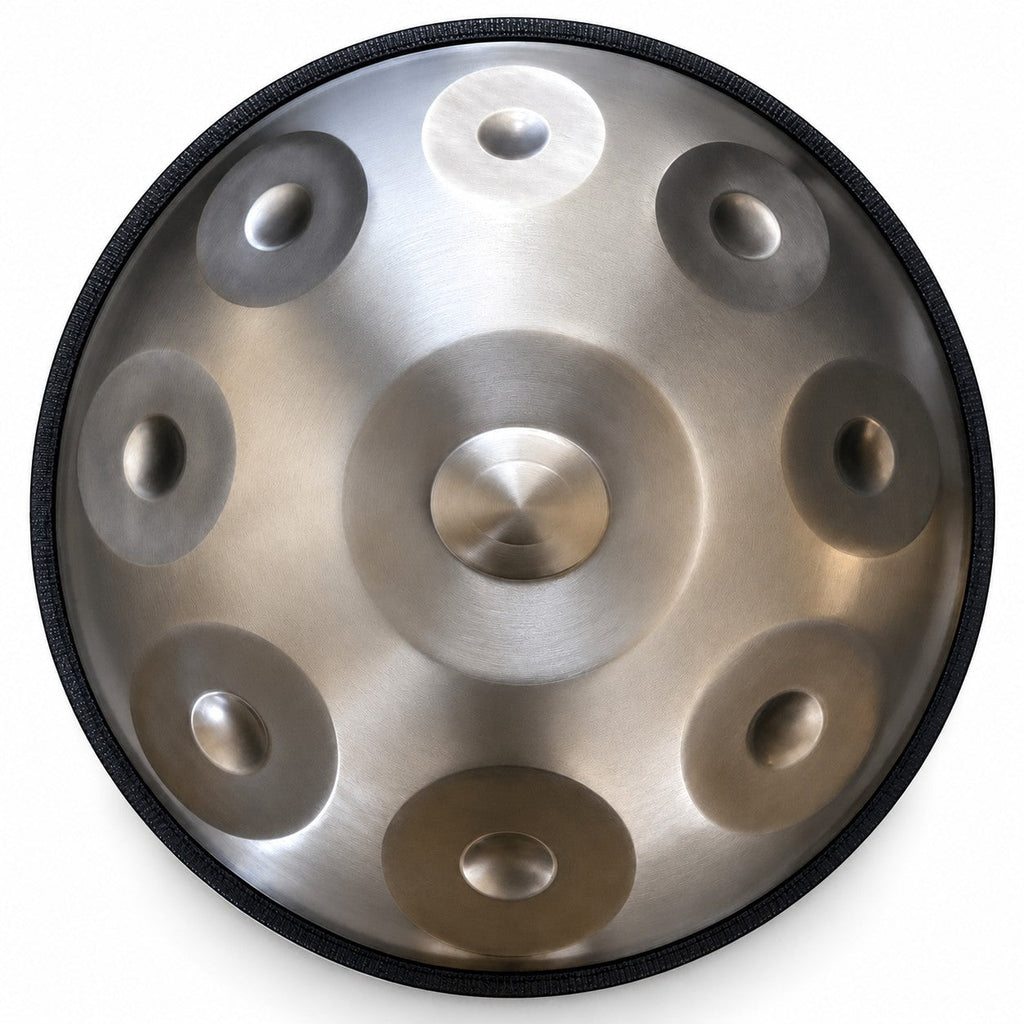 Mini-Handpan G-Moll in Silber, von oben