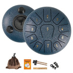 Zungentrommel 11 Töne Stahl in Marineblau, mit Tasche und Schlägeln